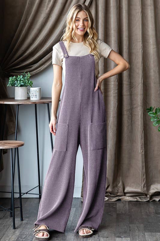 EP6810-10 SLEEVELESS SOLID URBAN RIBBED JUMPSUITS