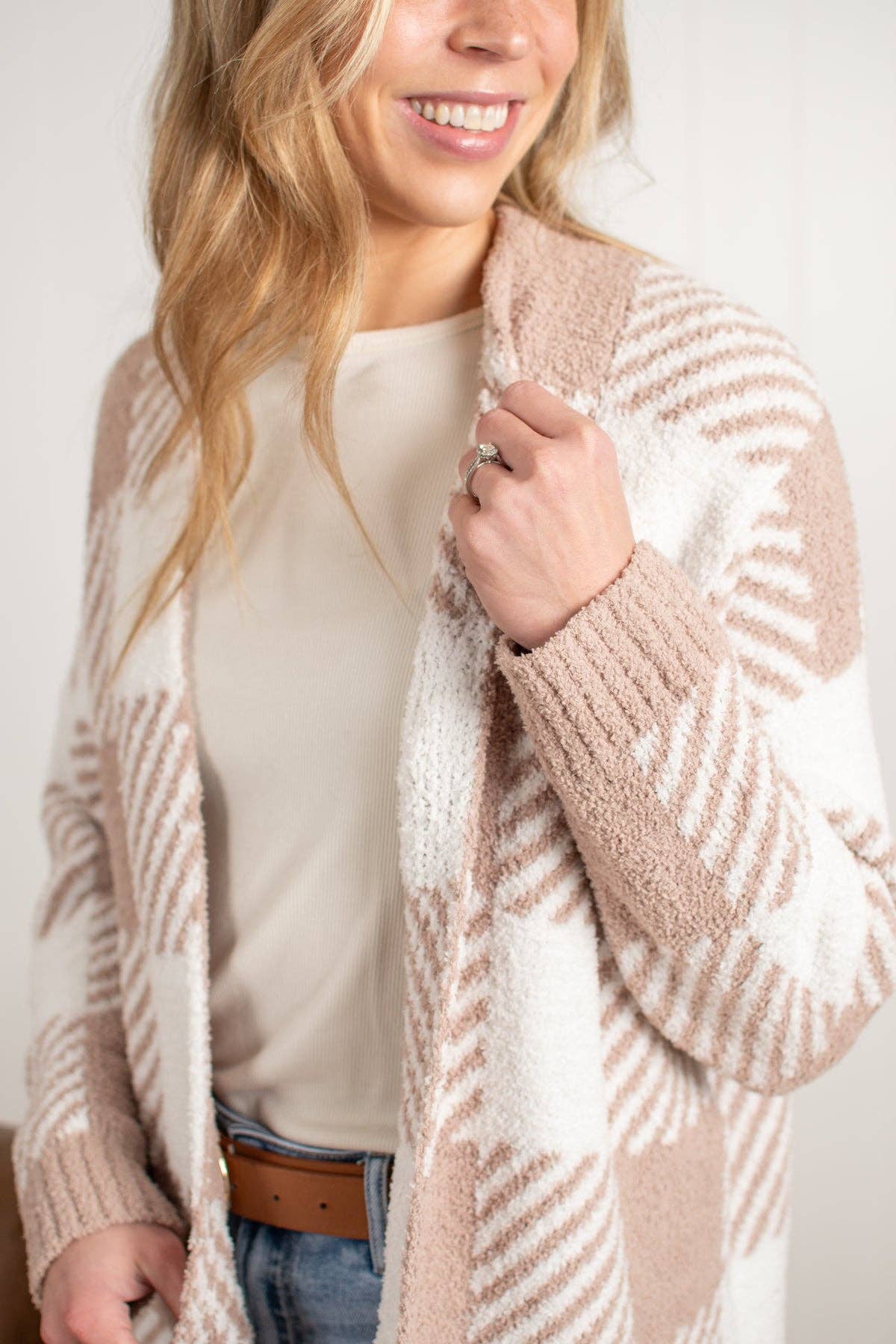 Cozy Plaid Open-Front Cardigan