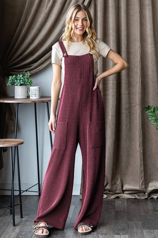 EP6810-10 SLEEVELESS SOLID URBAN RIBBED JUMPSUITS