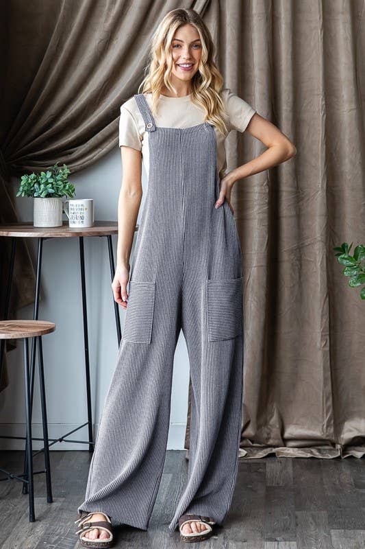 EP6810-10 SLEEVELESS SOLID URBAN RIBBED JUMPSUITS