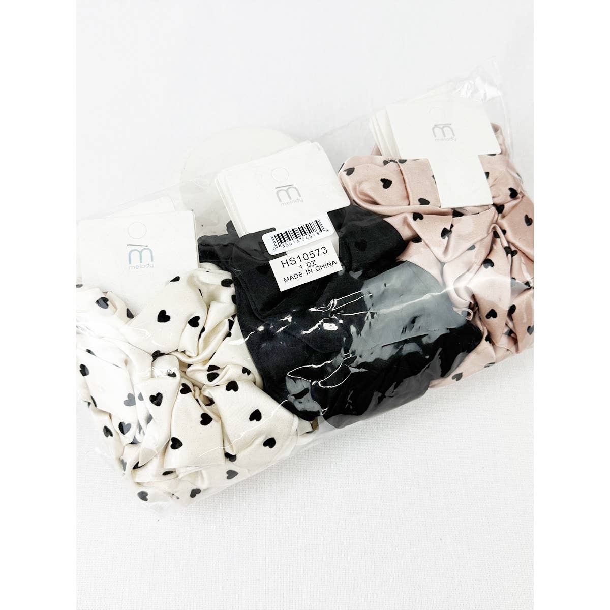 Heart Soft Tone Satin Scrunchies