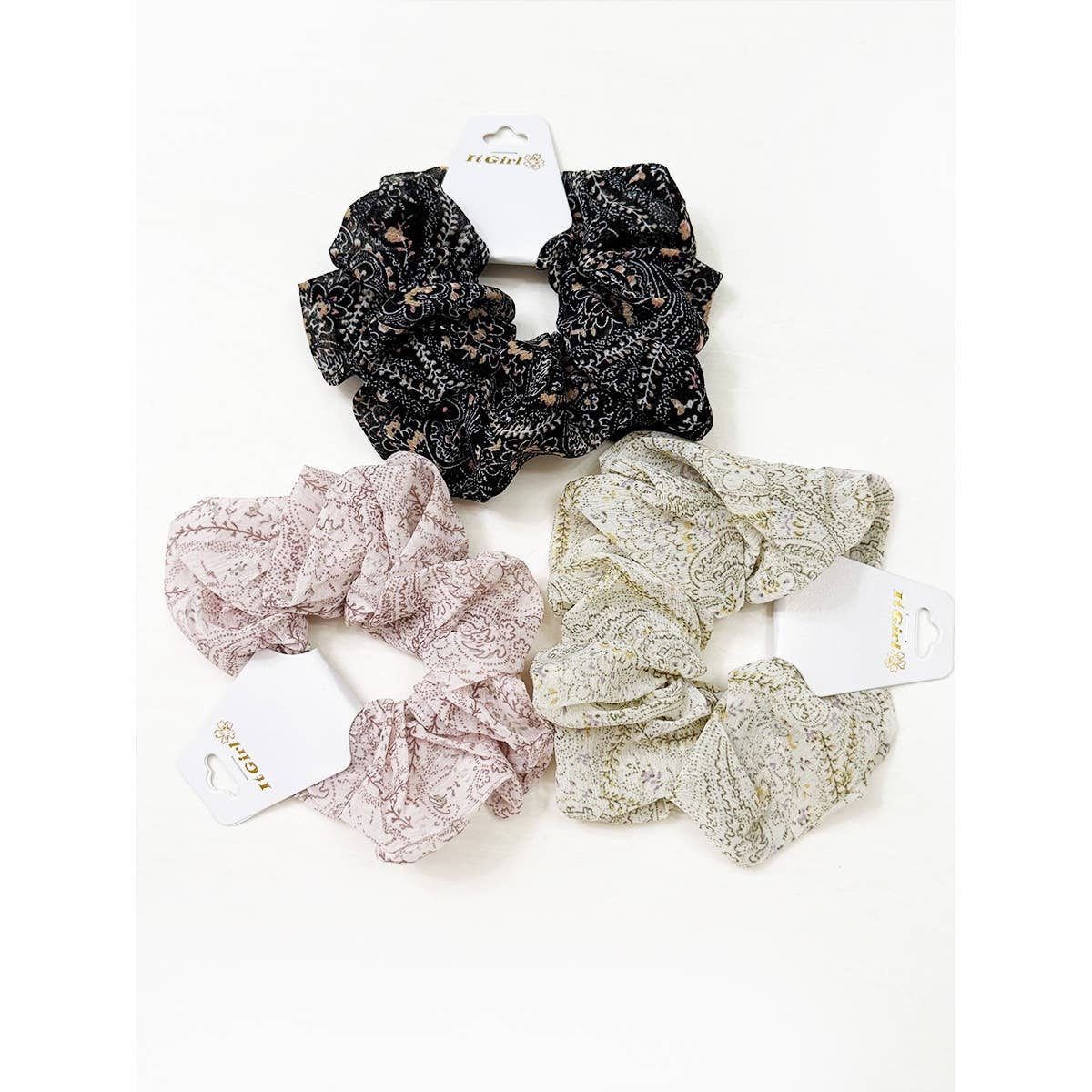 Soft Paisley Chiffon Scrunchie