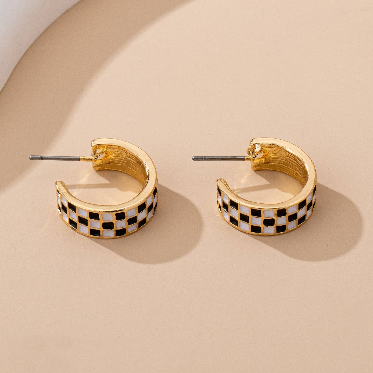 Checkerboard Mini Hoop Earrings