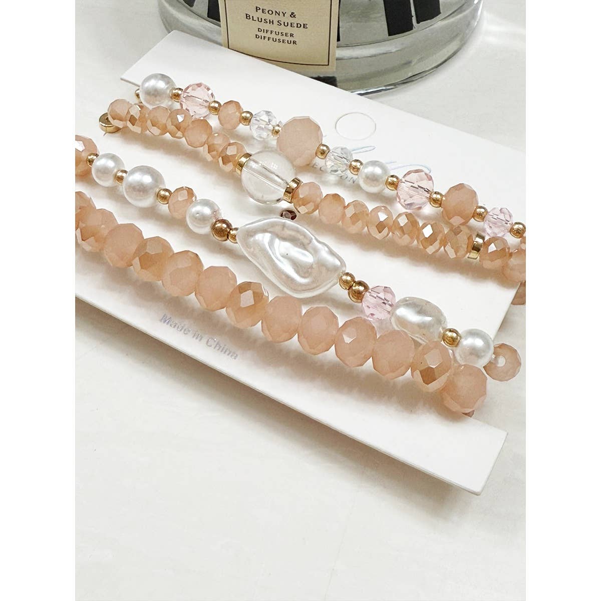 Blush & Pearl Beaded Bracelet Stack