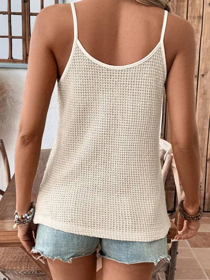 Sweet Summer Scallop Trim Tank – Crochet Knit V-Neck Camisole