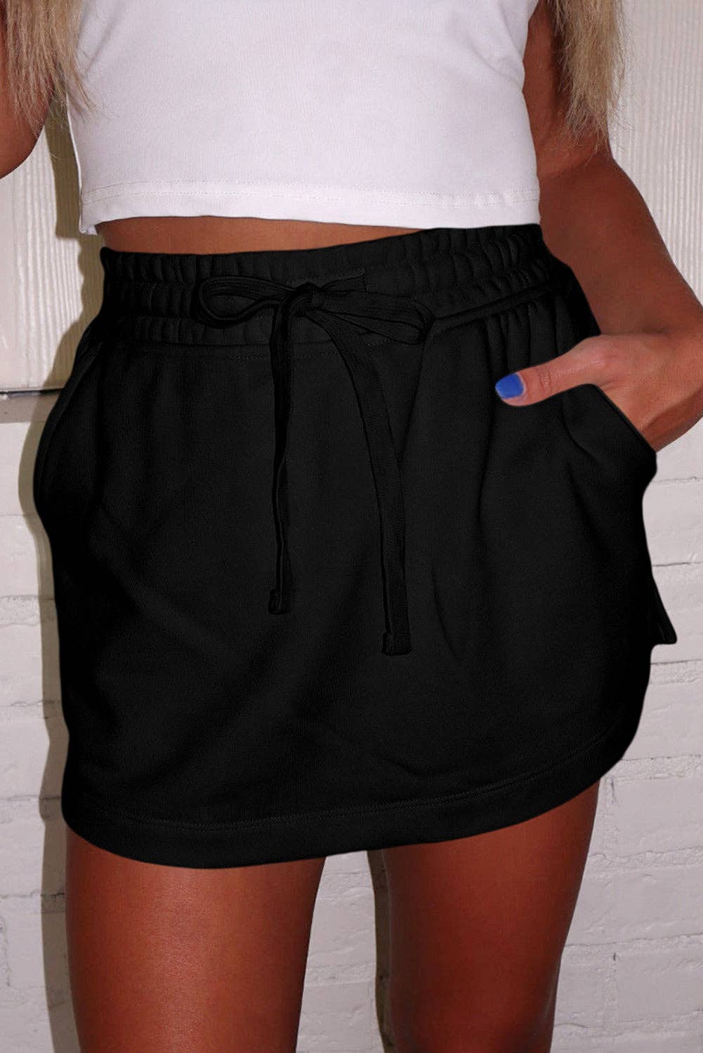 Flirty & Functional High Waist Skort – Adjustable Drawstring Active Style