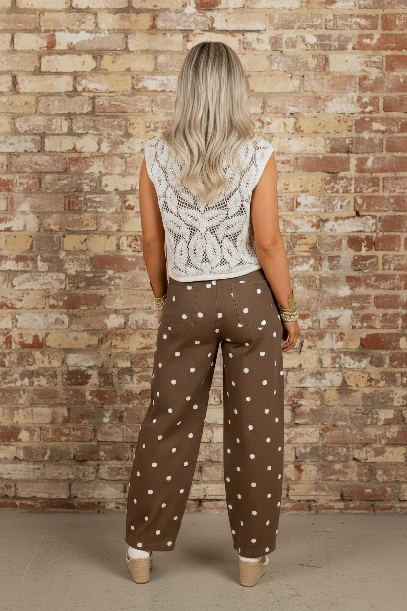 Dot Your Way Barrel Jeans