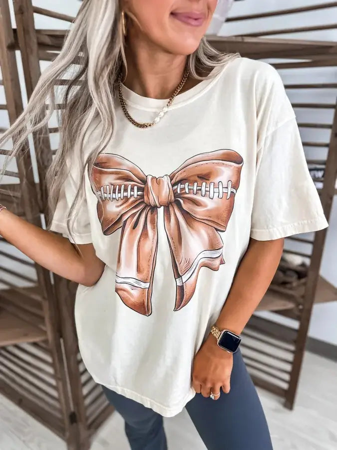 Game Day Bow Football Graphic Tee