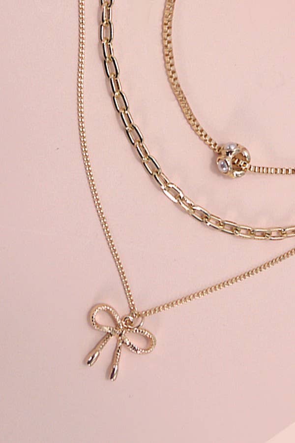 Golden Bow Layered Necklace