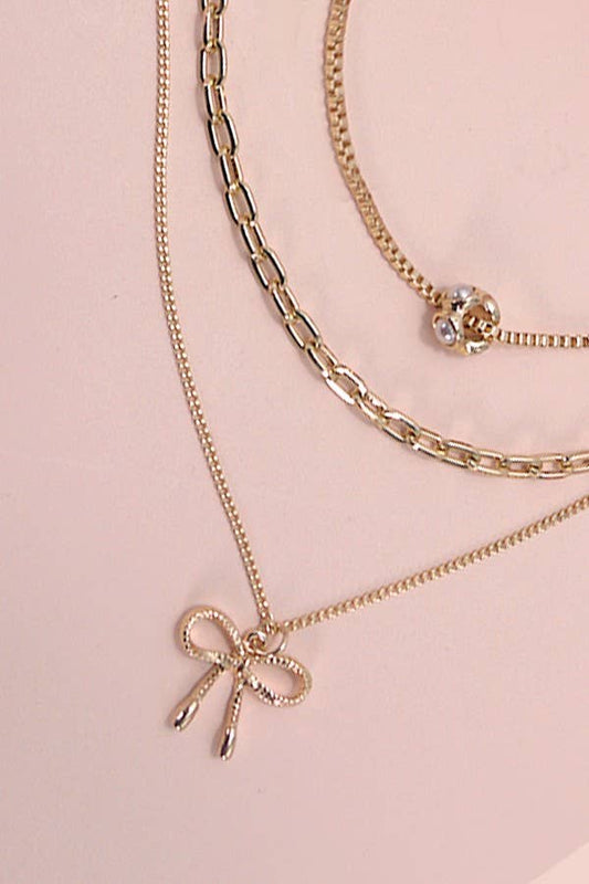 Golden Bow Layered Necklace