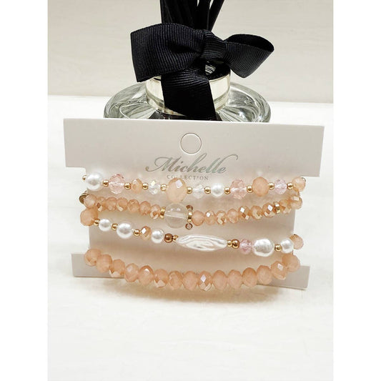 Blush & Pearl Beaded Bracelet Stack