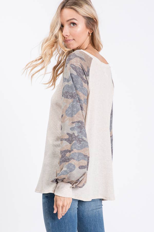 Cozy Meets Camo Top