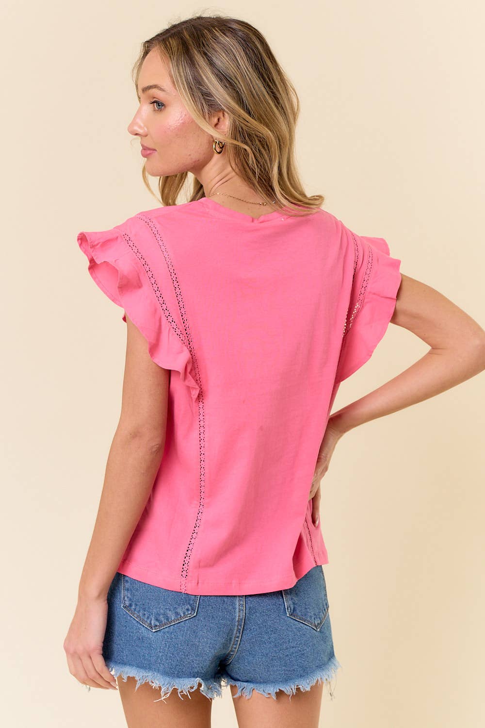 Blush & Bloom Ruffle Sleeve Top
