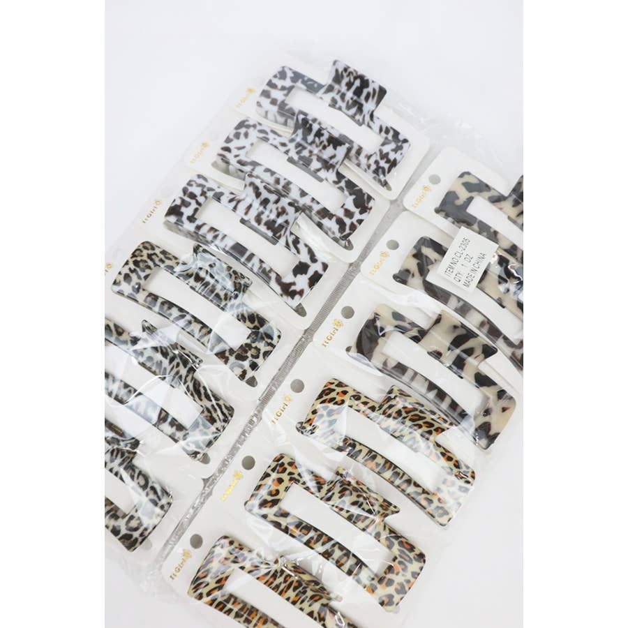 Leopard Print Rectangle Hair Claw Clip
