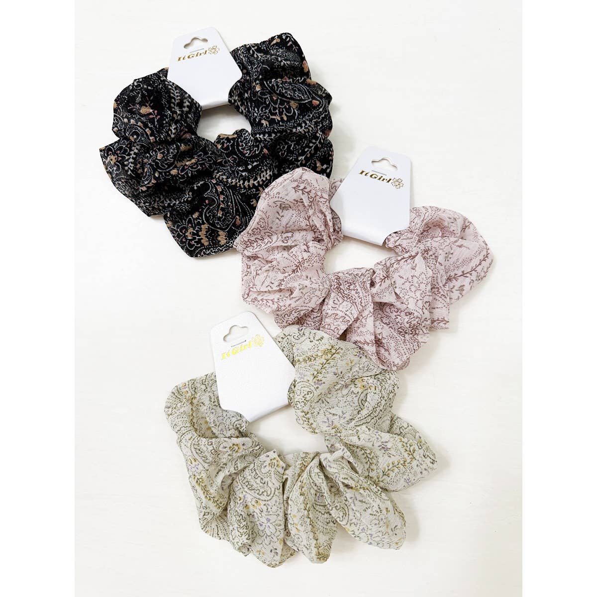 Soft Paisley Chiffon Scrunchie