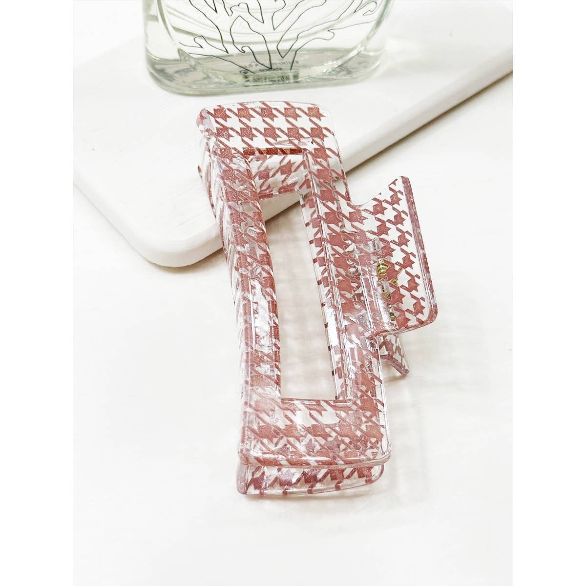 Houndstooth Rectangle Hair Claw Clip