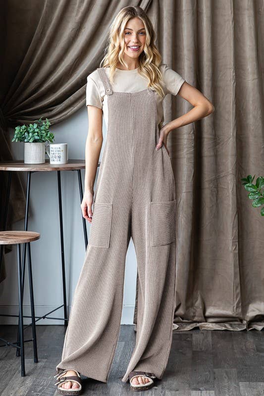 EP6810-10 SLEEVELESS SOLID URBAN RIBBED JUMPSUITS