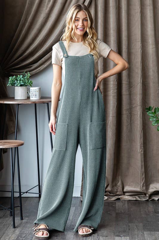 EP6810-10 SLEEVELESS SOLID URBAN RIBBED JUMPSUITS