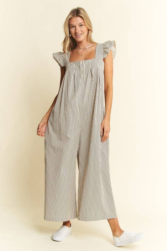 Harvest Stripe Ruffle Jumpsuit