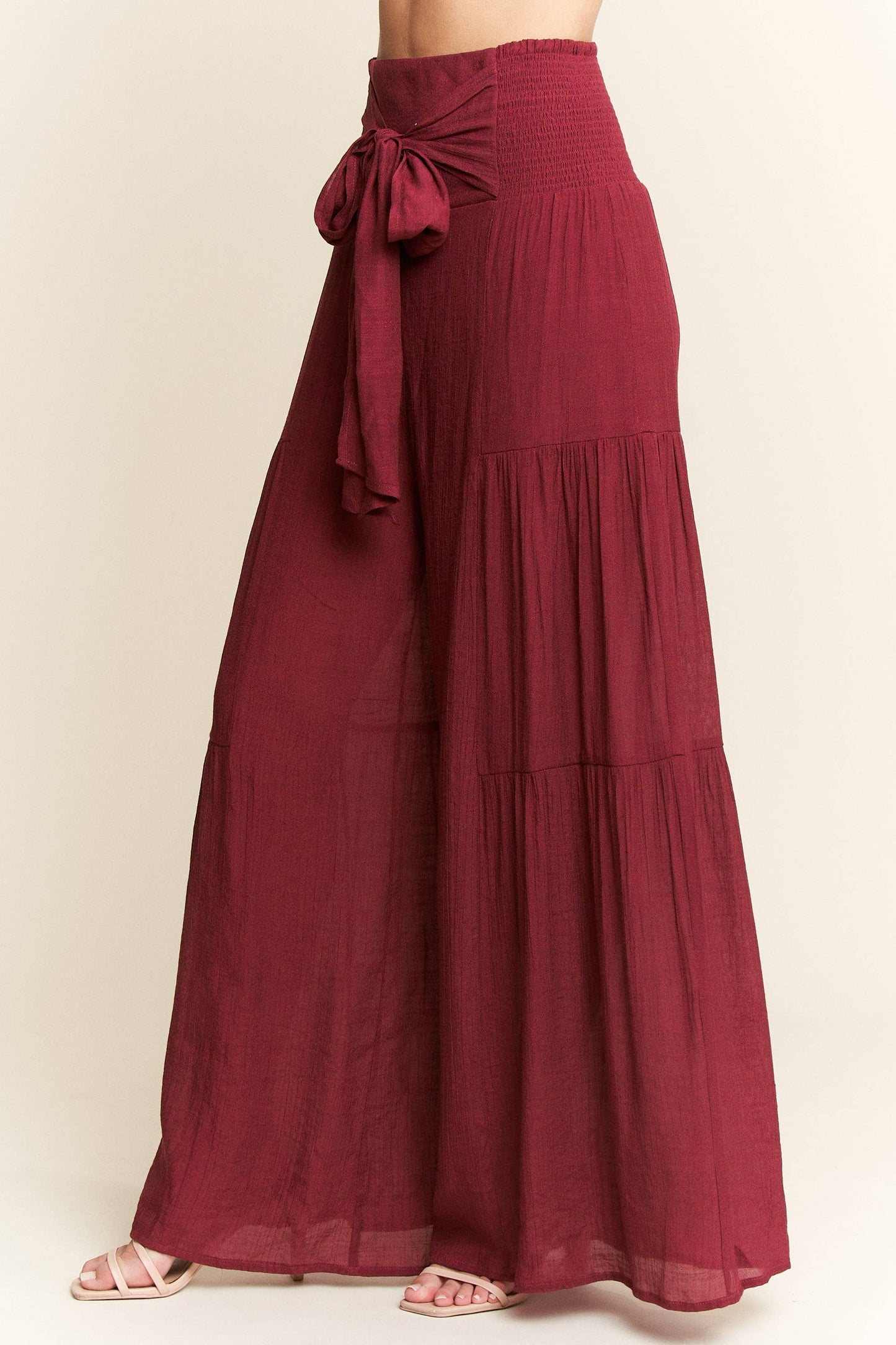 Tie Front Wide Leg Cotton Pants