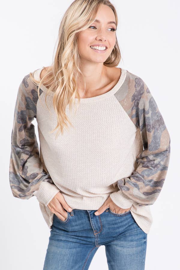 Cozy Meets Camo Top