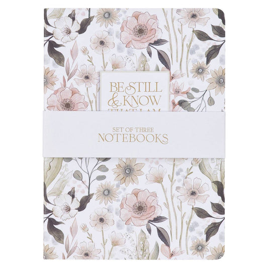 Be Still Notebook Set – Psalm 46:10 Teal Meadow Floral Journals (3-Pack)