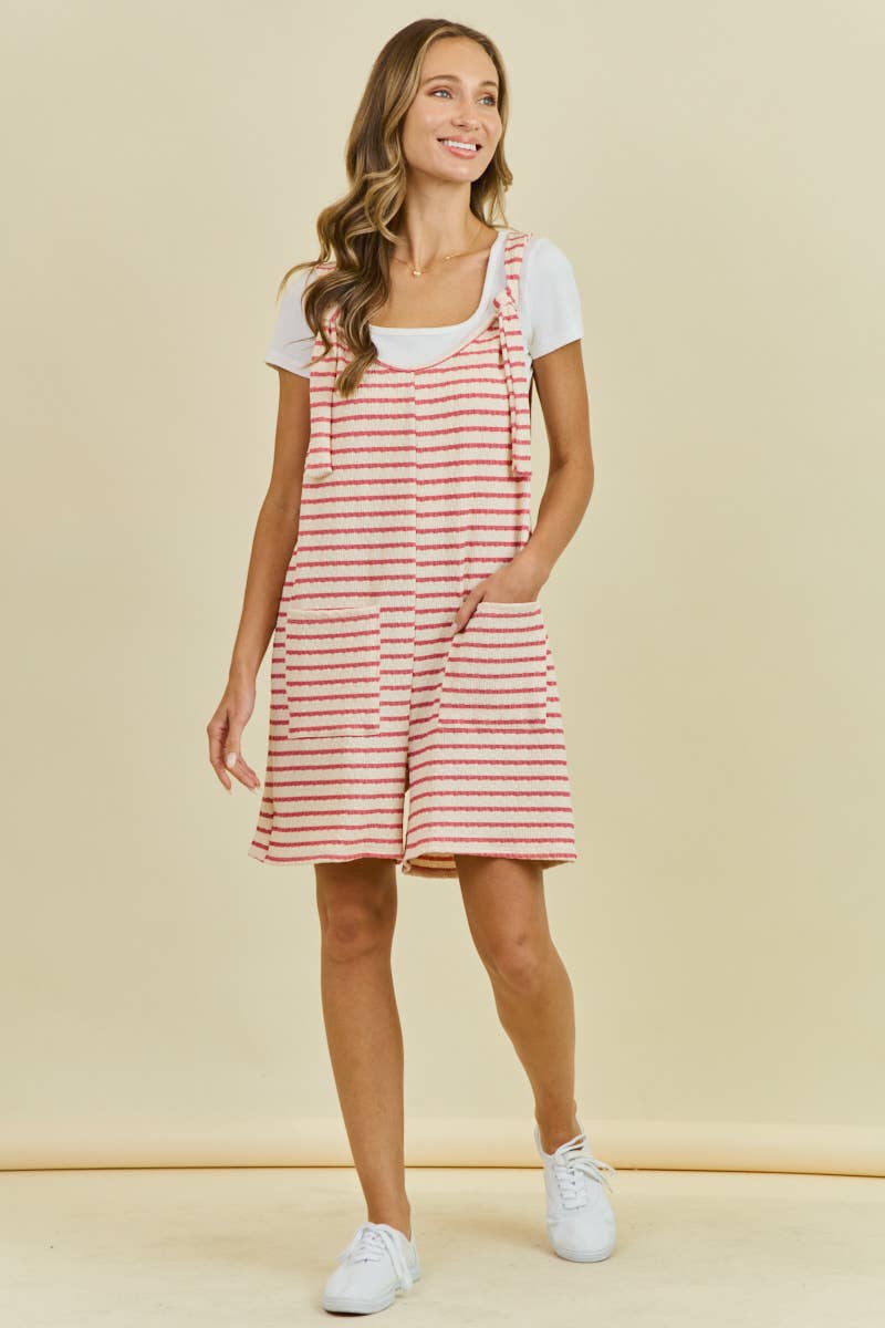 Stripes & Cream Pocket Romper