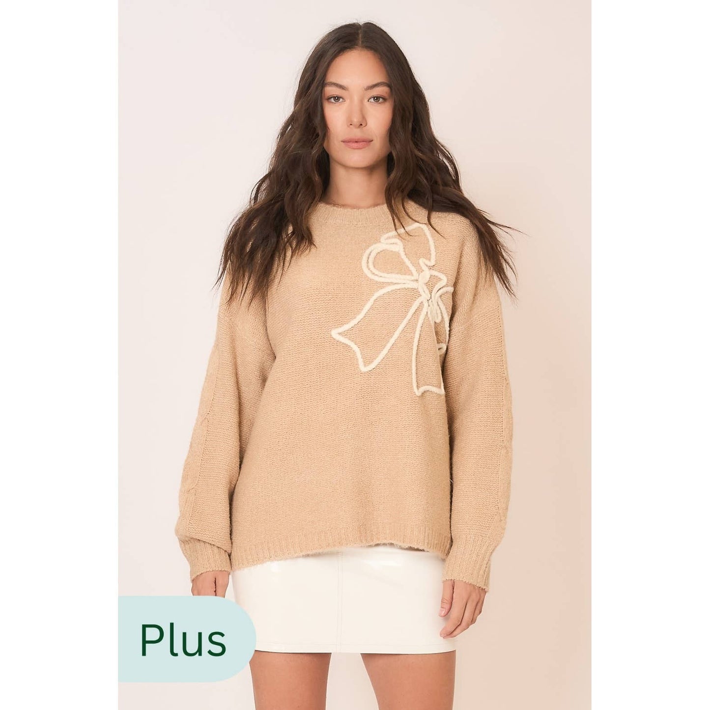 Soft Brushed Embroidered Bow Knit Sweater