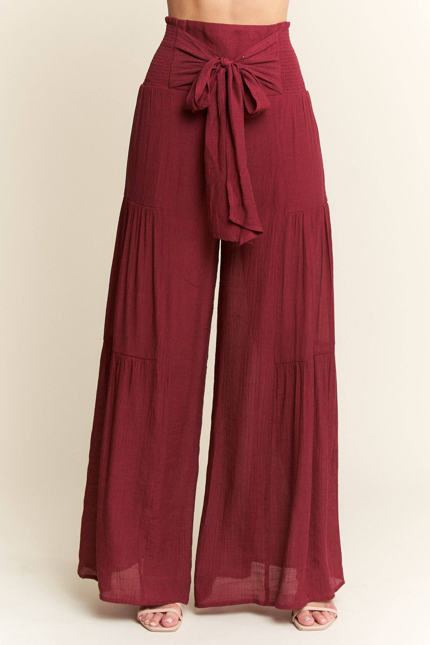 Tie Front Wide Leg Cotton Pants