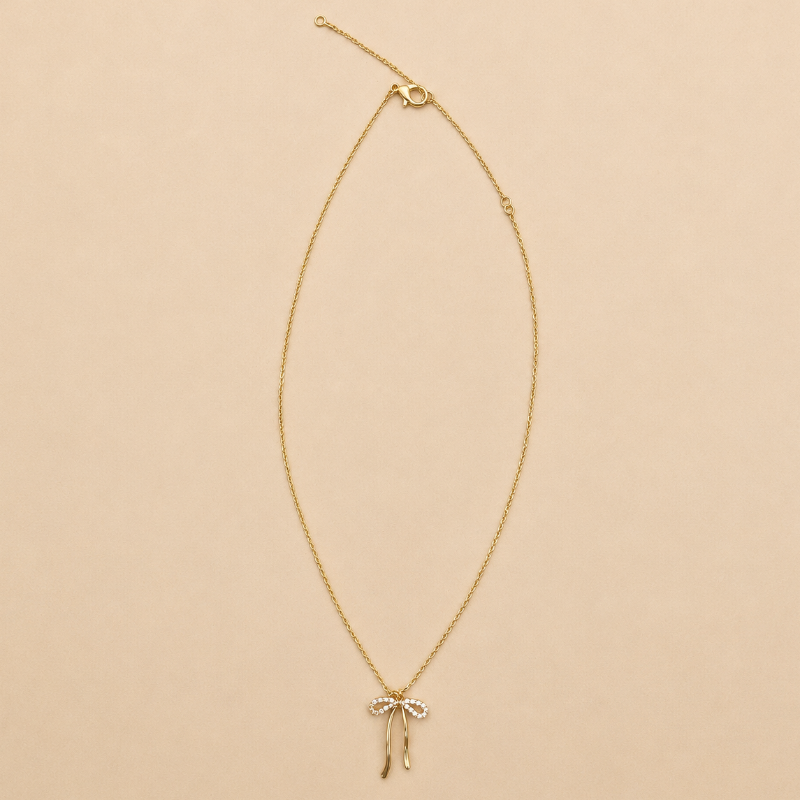 Dainty Rhinestone Bow Necklace