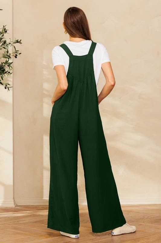 Solid Button Sling Jumpsuit