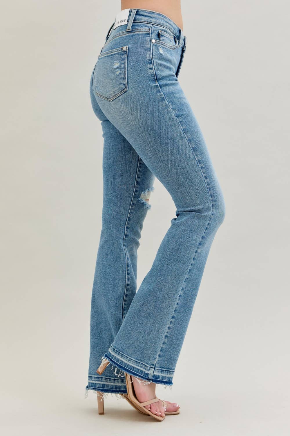 Judy Blue Mid-Rise Destroyed Bootcut Jeans – Released Hem Distressed Denim