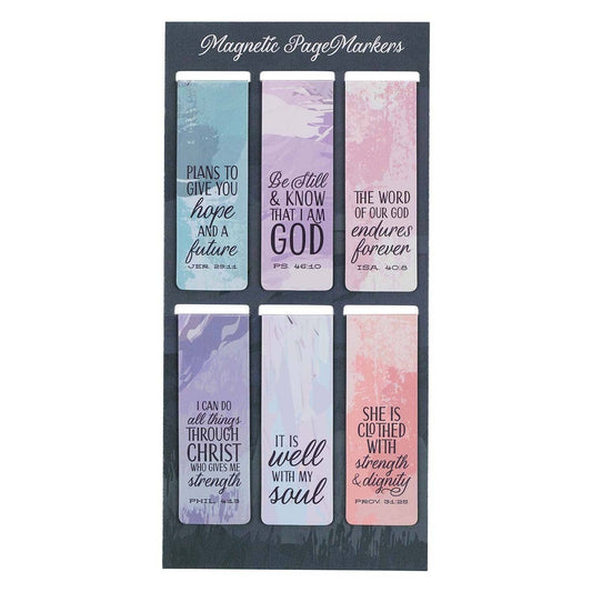 Scenic Pastel Geode Magnetic Bookmark Set – Christian Scripture Bookmarks (Set of 6)