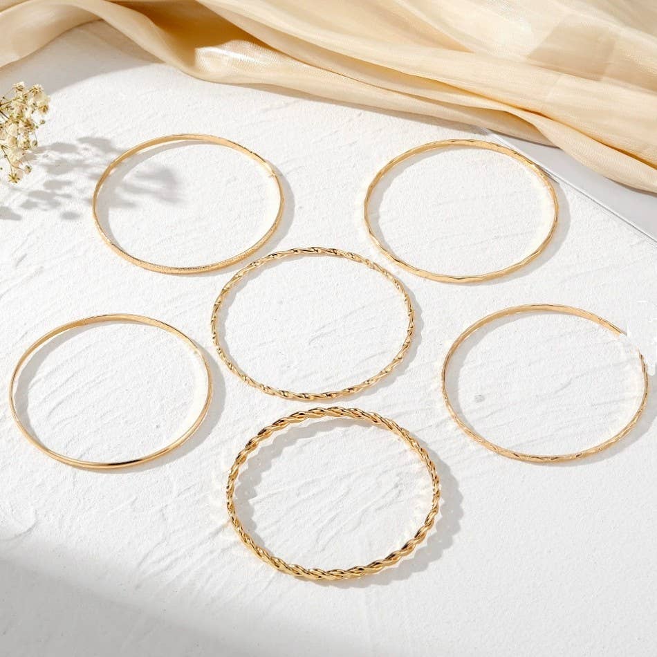 Golden Hour Mixed Texture Bangle Set