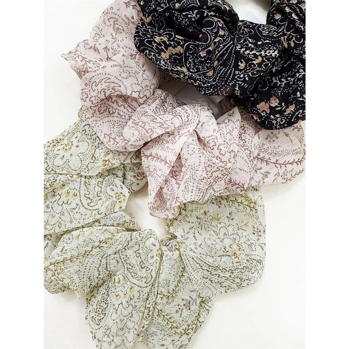 Soft Paisley Chiffon Scrunchie