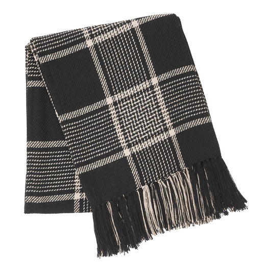 Eston Black Tan Plaid Throw Blanket 50x60 Farmhouse Decor