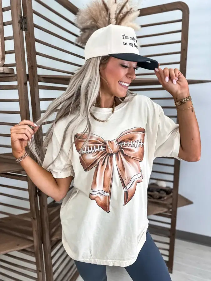 Game Day Bow Football Graphic Tee