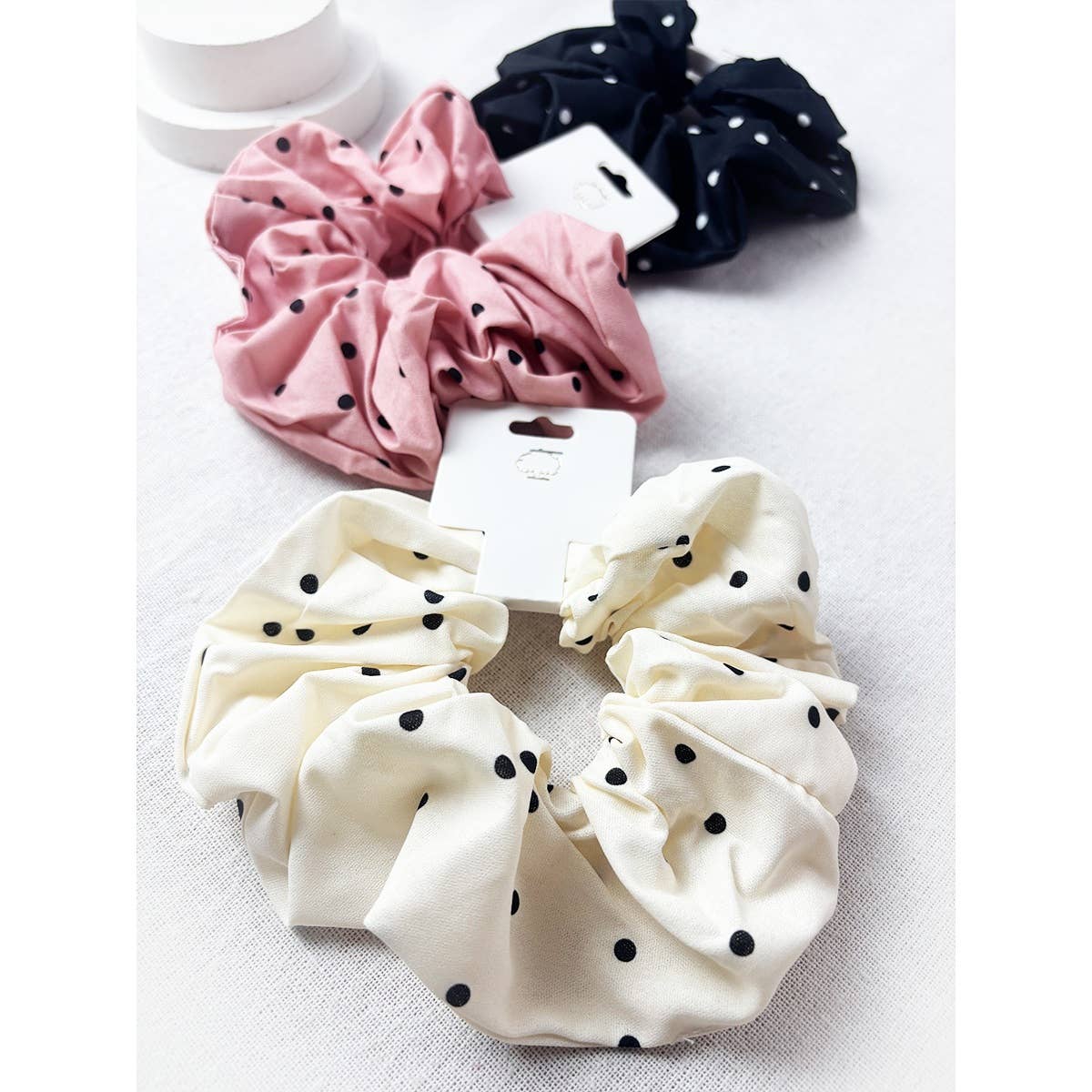 Polka Dot Woven Scrunchie