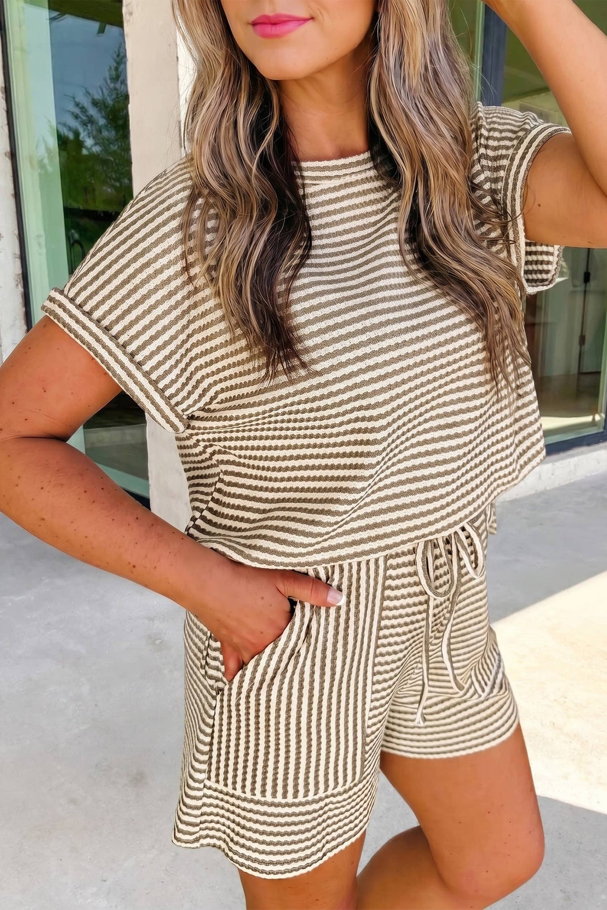 Easy Days Striped Knit Shorts Set