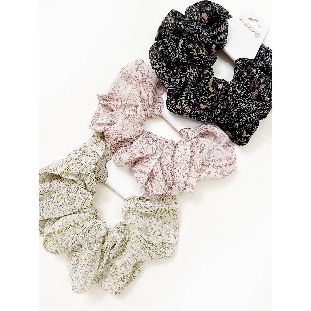 Soft Paisley Chiffon Scrunchie