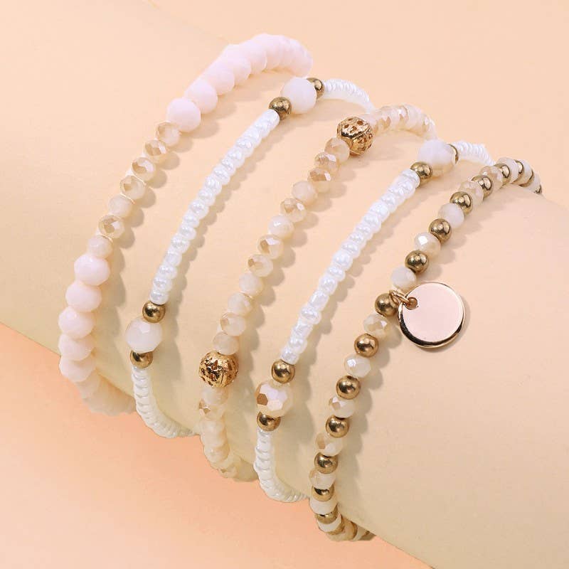 Blush & Gold Beaded Bracelet Stack