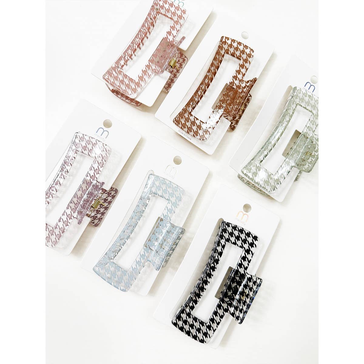Houndstooth Rectangle Hair Claw Clip