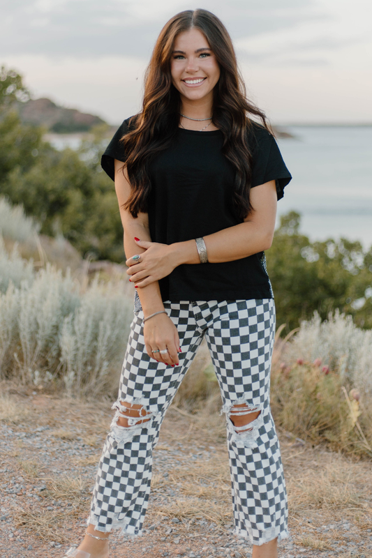 Checkered Out Distressed Jeans