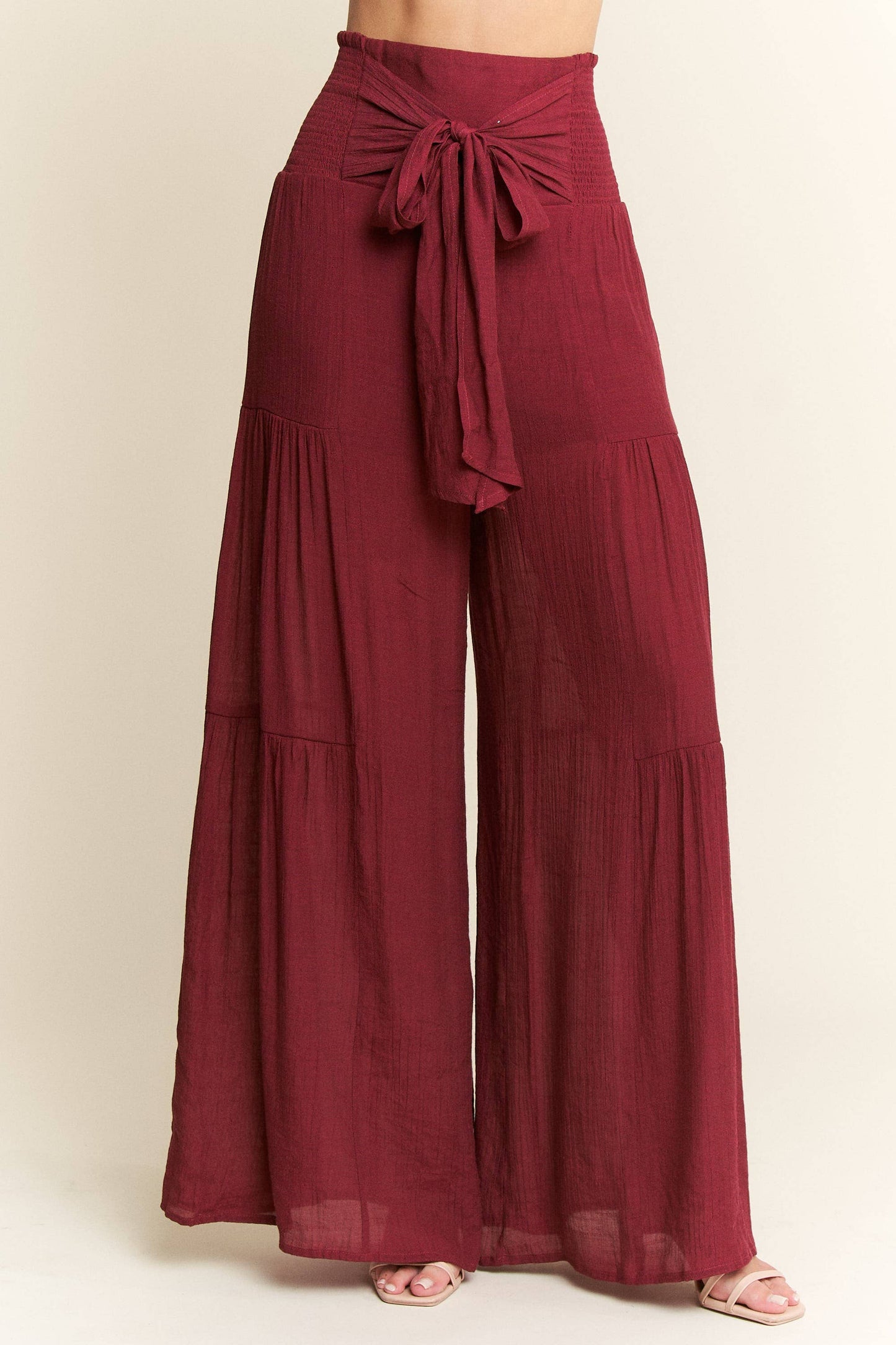 Tie Front Wide Leg Cotton Pants