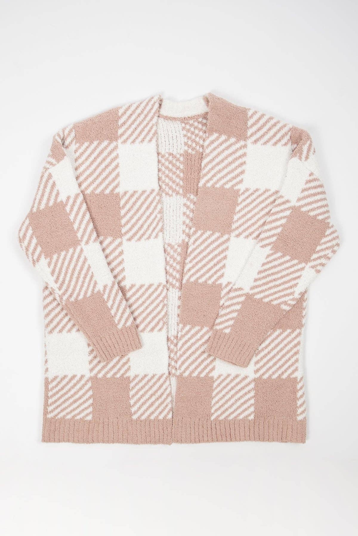 Cozy Plaid Open-Front Cardigan