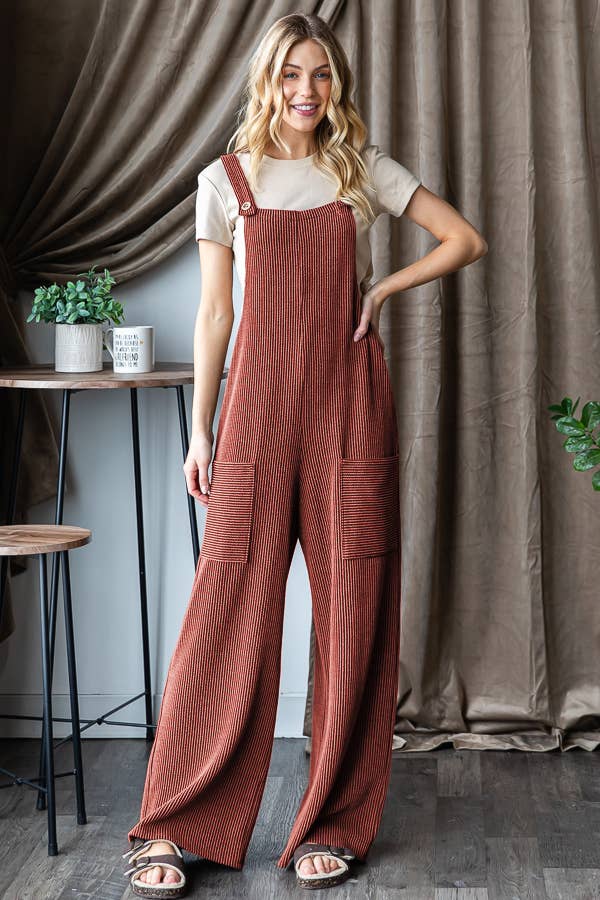 EP6810-10 SLEEVELESS SOLID URBAN RIBBED JUMPSUITS