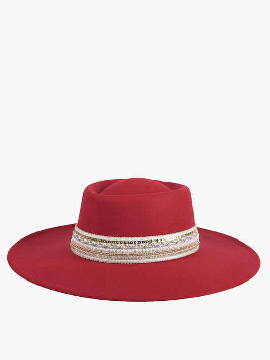 Blaze Beaded Wide Brim Fedora Hat