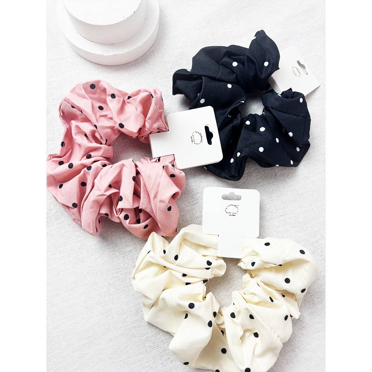 Polka Dot Woven Scrunchie