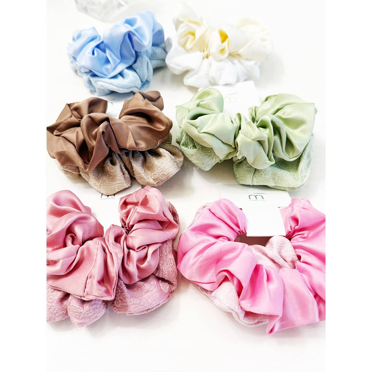 Satin & Textured Scrunchie Duo