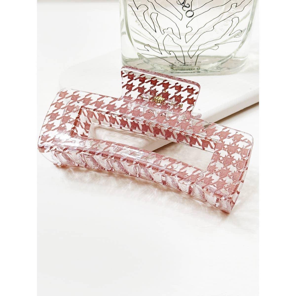 Houndstooth Rectangle Hair Claw Clip